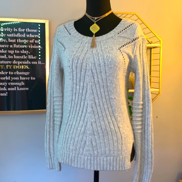 🤍 SAM EDELMAN | Dove Pointelle Knit Mix Sweater - Picture 1 of 9